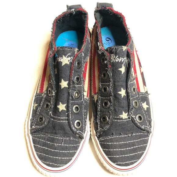 Blowfish red and blue denim Stars and Stripes slip on sneakers shoes - Picture 2 of 8